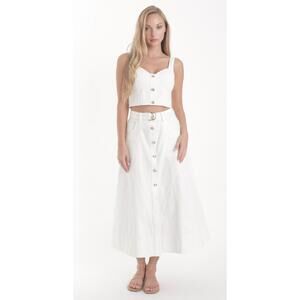 NEW KARINA GRIMALDI saro denim skirt in white